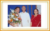 A pleasant moment with Ustad Sultan Khan, Pandit V.R. Athawale and Smt. Asha Khadilkar